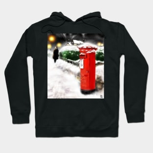 Traditional Christmas Illustration: Red Post Box in Snow [Soft Mix] Hoodie